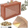 AIERSA Cash Vault Wooden Money Saving Box, Cash Savings Box for 10000 5000 3000 2000 1000 500 Money Saving Challenge,Piggy Money Bank for Adult Money Savings with Dry Erase Pen, Blank Savings Tracker