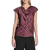 Calvin Klein Womens Drape Neck Soft Blouse