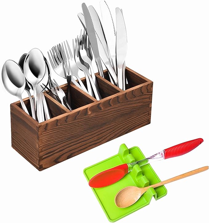 Silverware Holder Countertop with 4 Removable Compartments