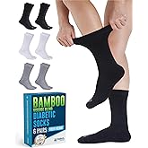 Doctor's Select Diabetic Socks for Women & Men - 6 Pairs Knit Viscose Bamboo Neuropathy Socks | Moisture-Wicking, Non-Binding