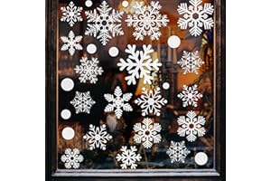 ROROP 321pcs Christmas Window Decals - 9 Sheets of Snowflakes, Winter & Holiday Designs for Glass Windows