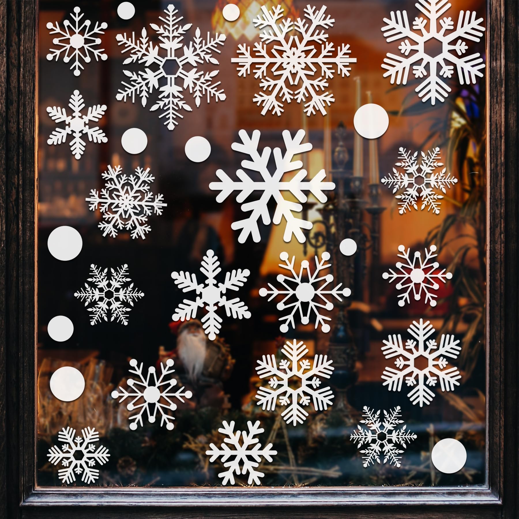 Photo 1 of 321pcs Christmas Window Decals - 9 Sheets of Snowflakes, Winter & Holiday Designs for Glass Windows