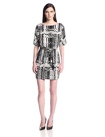 Trina Turk Women's Plaid Sweethear-Neck Casual Dress Black Size 4