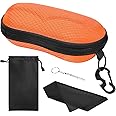 MoKo Semi Hard Shell Sunglasses Case, Unisex Protective Eyeglass Case Glasses Case Holder with Metal Hanging Hook