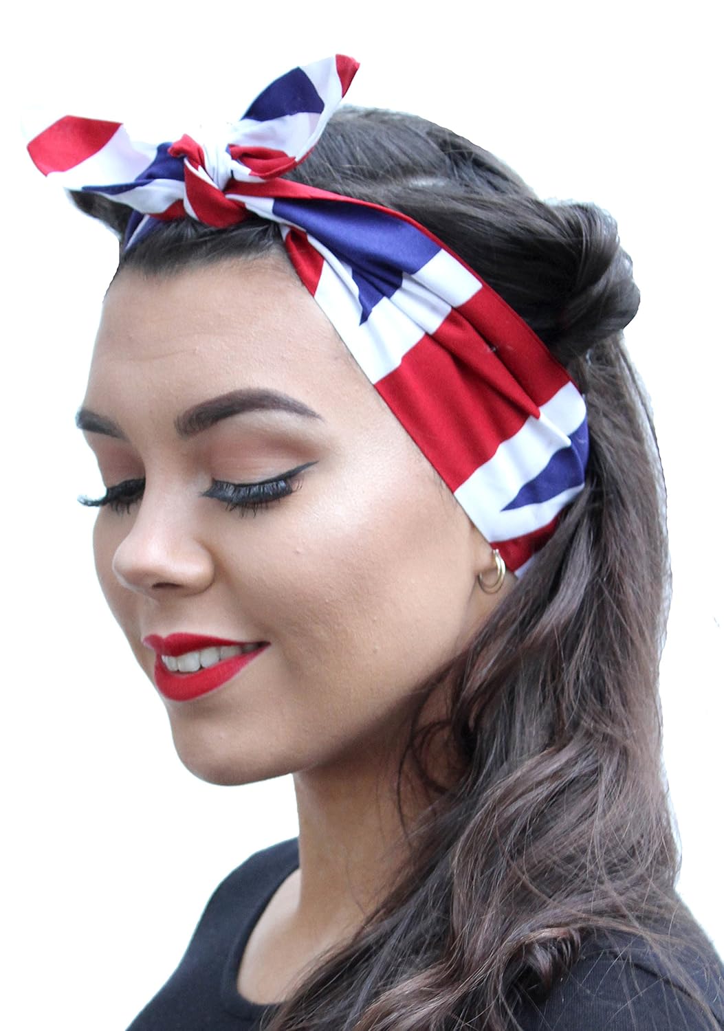 Women S Accessories Union Jack Flag Headband Bandana Bow Hairband