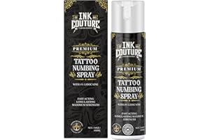 INK COUTURE Painless Tattoo Numbing Spray: Maximum Strength 3.8oz Topical Anesthetic Spray - 4% Lidocaine Black