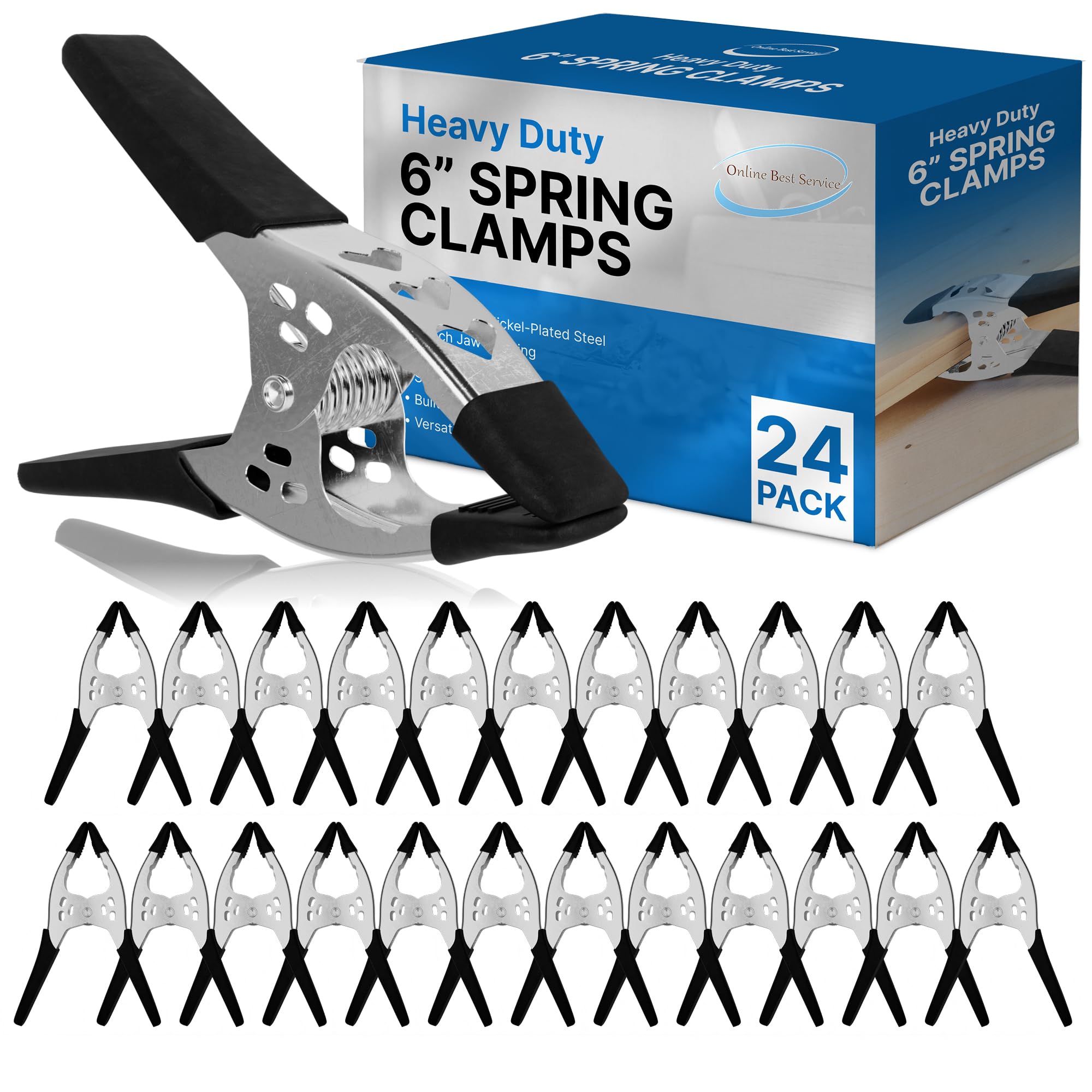 Online Best Service Lot of 24 - 153mm Spring Clamp Large Super Heavy Duty Spring Metal Black - 77mm Jaw Openin