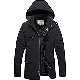 WenVen Men's Winter Military Thicken Parka Jacket Warm Coat with Removable Hood