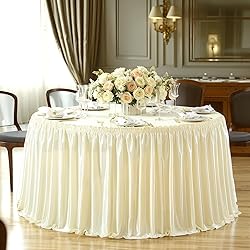 17ft Length Glitter Champagne Table Skirt for 8ft