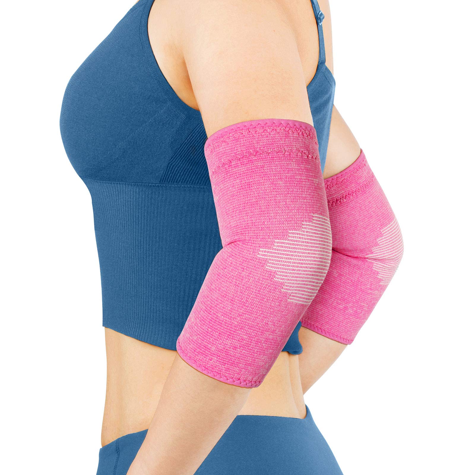 AVIDDA Elbow Support for Women (1 Pair), Antislip Elbow Compression Sleeves Elbow Brace, Relief from Tennis, Golfers Elbow and Other Elbow Conditions, Pink