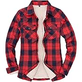 ThCreasa Womens Sherpa Lined Flannel Jacket with Hand Pockets, Plaid Button Down Fuzzy Shirt Jackets