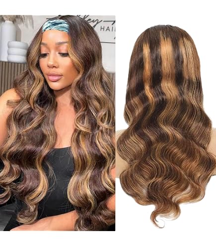 Amazon.com : Ombre Headband Wig Human Hair #4/27 Highlight  display picture 3