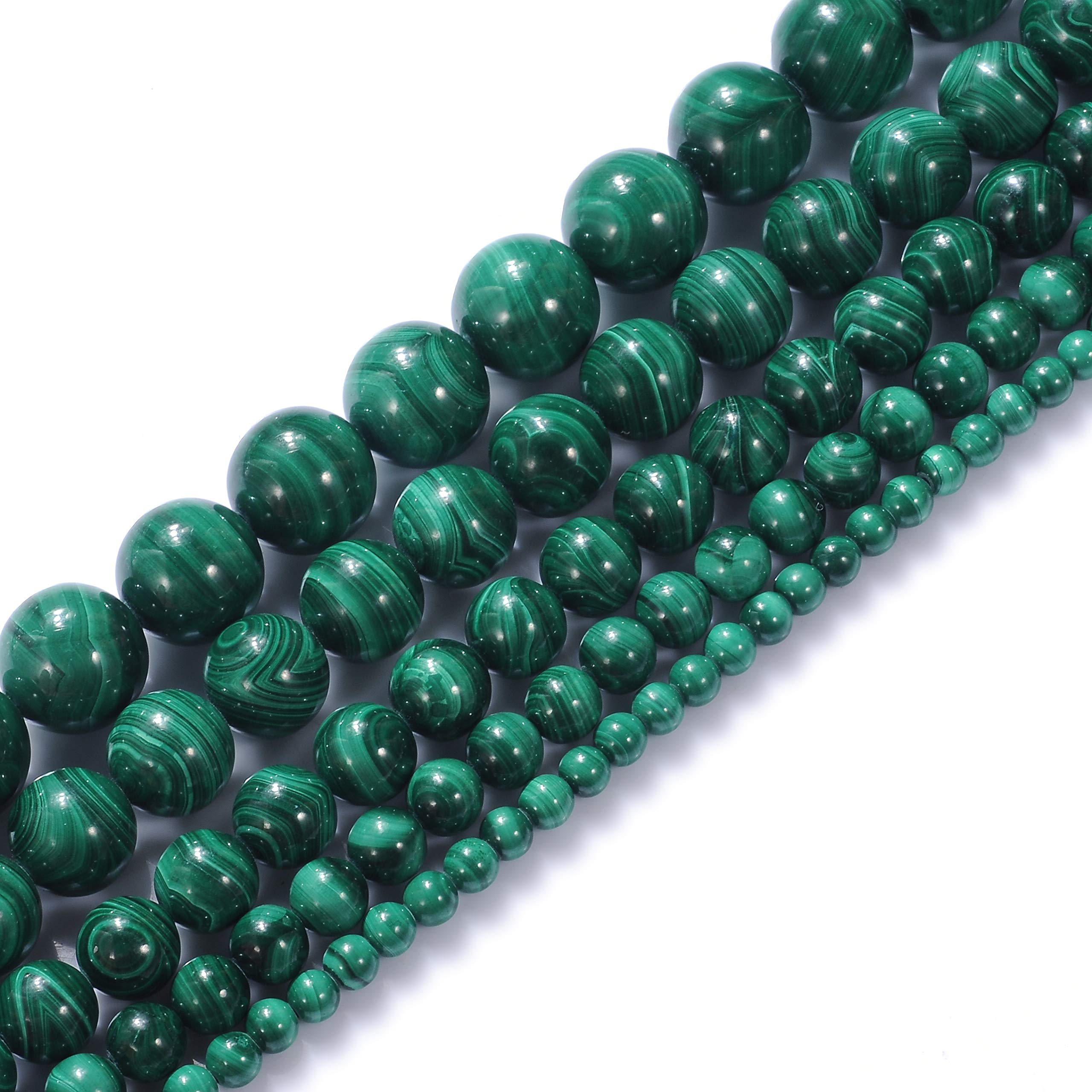 Genuine Natural Real Smooth Round Malachite Gemstone Beads Loose Beads for Jewelry Making Approxi 15.5" (Malachite, 8MM)