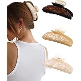 Molans 3PCS Hair Claw Clips Acrylic Clamps for women - Non-slip Strong Hold Barrettes for Thin Thick Hair, Medium hair clips Accessories