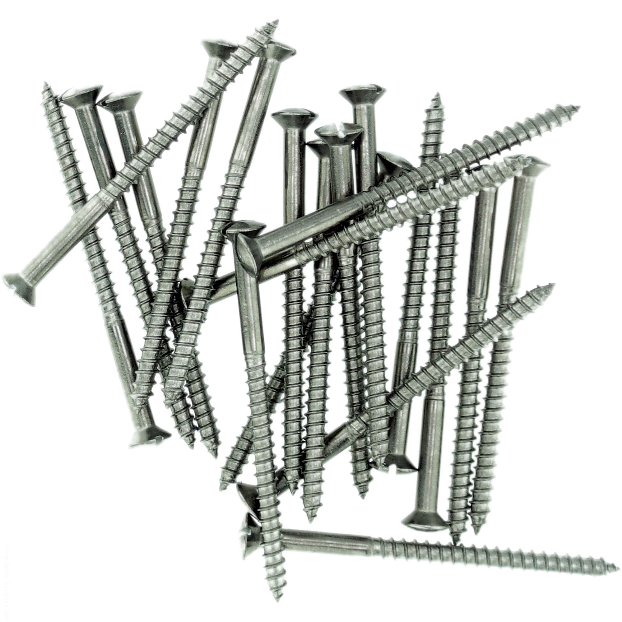 No.10 x 1.78 (5.0mm x 45mm) Slot Raised Countersunk Wood Screw - Stainless Steel (A2) (Pack of 20)