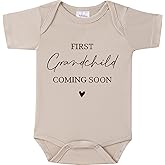 BIBIBLISSBABY First Grandchild Baby Onesie, Baby Coming Soon Pregnancy Announcement Outfit for New Grandparents
