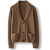 Ciovkis Women's Merino Wool Sweater V-Neck Ribbed 2025 Fall Winter Lapel Button Down Long Sleeve Knit Cardigan with Pocket