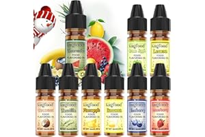 KIIGFOOD Food Flavoring Oil - 9 Flavors Liquid Lip Gloss Flavoring Oil, Concentrated Candy Flavors for Lip Balm, Cooking, Christmas Baking, Drinks, Soap and Slime Making - 0.25 Fl Oz (6ml) Bottles