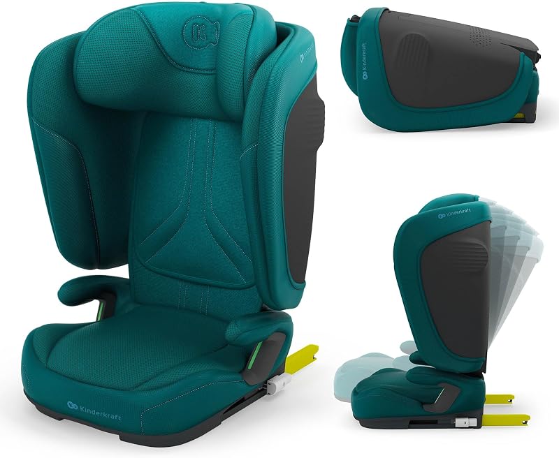 Kinderkraft UNITY2 Seggiolino Auto I-size 100-150 cm, circa da 3,5 a 12 anni, Sistemi di Sicurezza H-GUARD, Facile da Pulire, Rivestimento Traspirante, SPS+, Verde