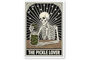 The Pickle Lover Sticker Funny Pickle Lover Skeleton Skull Sarcastic Waterproof Die-Cut Vinyl Stickers for Water Bottle, Lapt