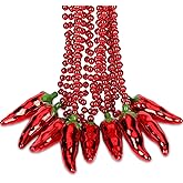 Tigeen Chili Pepper Beaded Necklaces Chili Pepper Party Favor Fiesta Cinco De Mayo Beaded Necklaces for Mexico Cinco De Mayo Fiesta Mardi Gras Party Decor