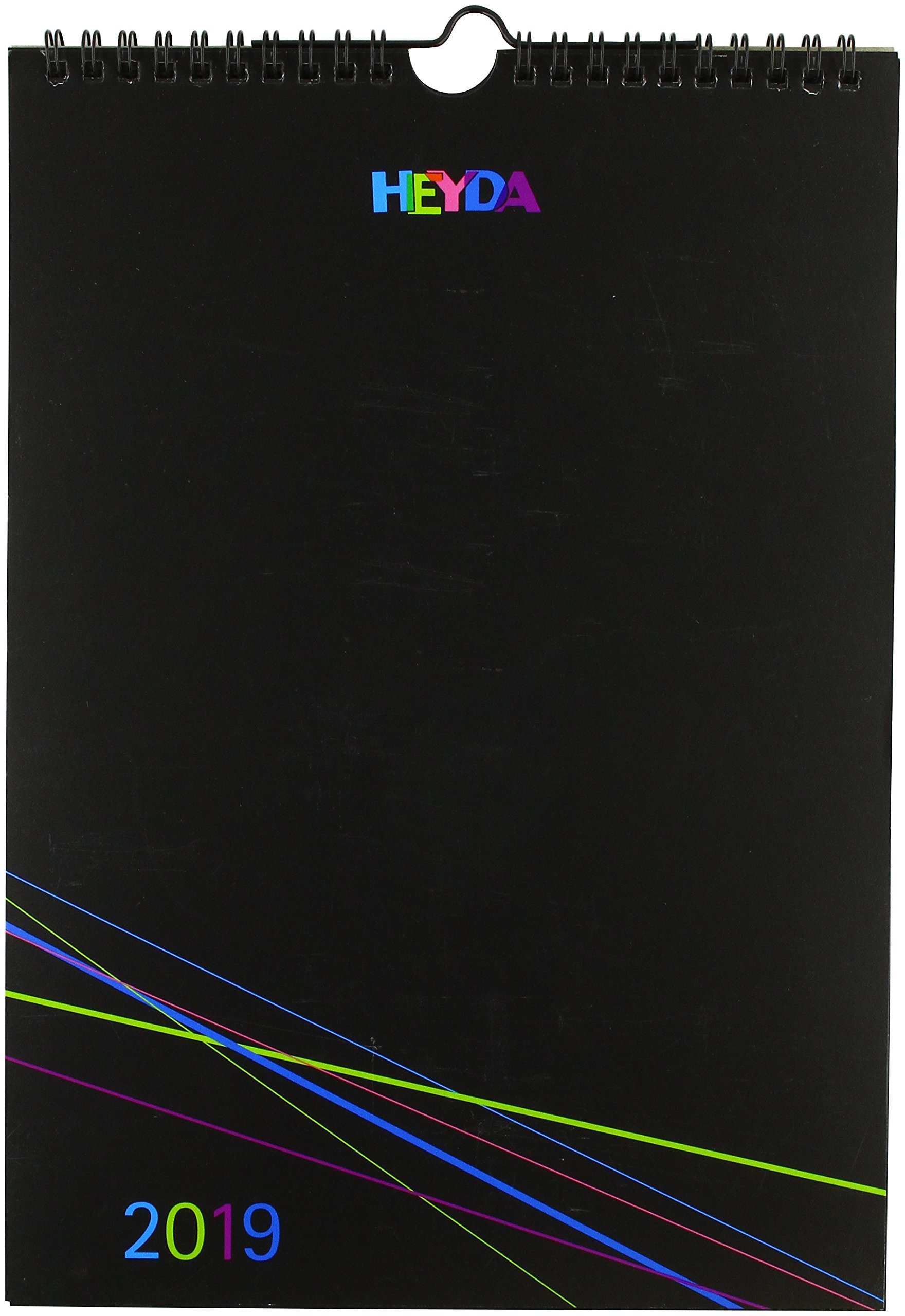 Heyda 207046019 12 Month A4 Chromolux Cover, Wire-O Binding with Hanger, Black