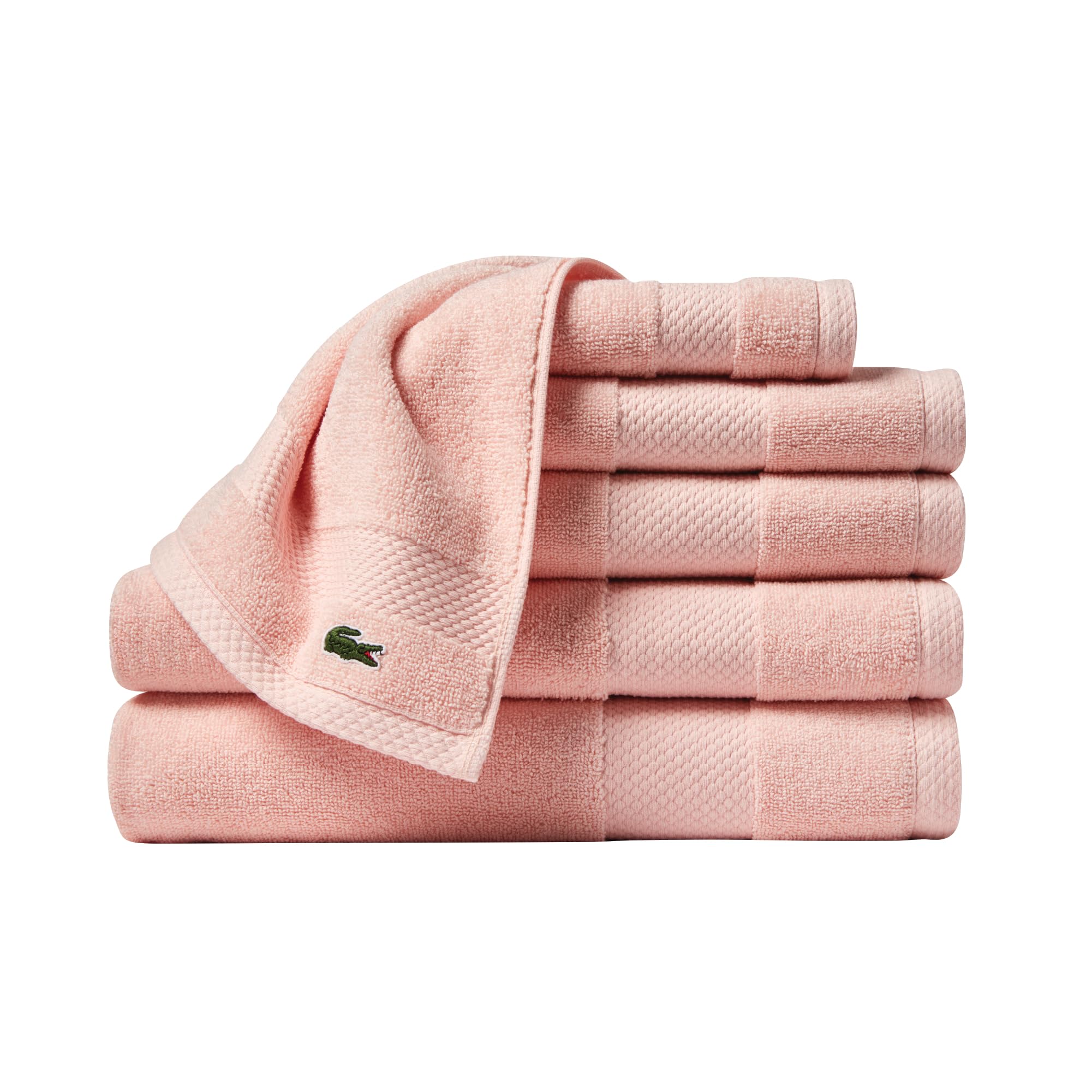 Lacoste Heritage Supima Cotton 6-Piece Towel Set, 2 Bath Towels, 2 Hand Towels, 2 Washcloths, Light Pink – Highly Absorbent & Quick Drying, Bathroom Essential, Machine Washable Image