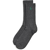 Polo Ralph Lauren Men's Cotton Ribbed Dress Crew Socks - 1 Pair Pack - Solid Color Cushioned Comfort