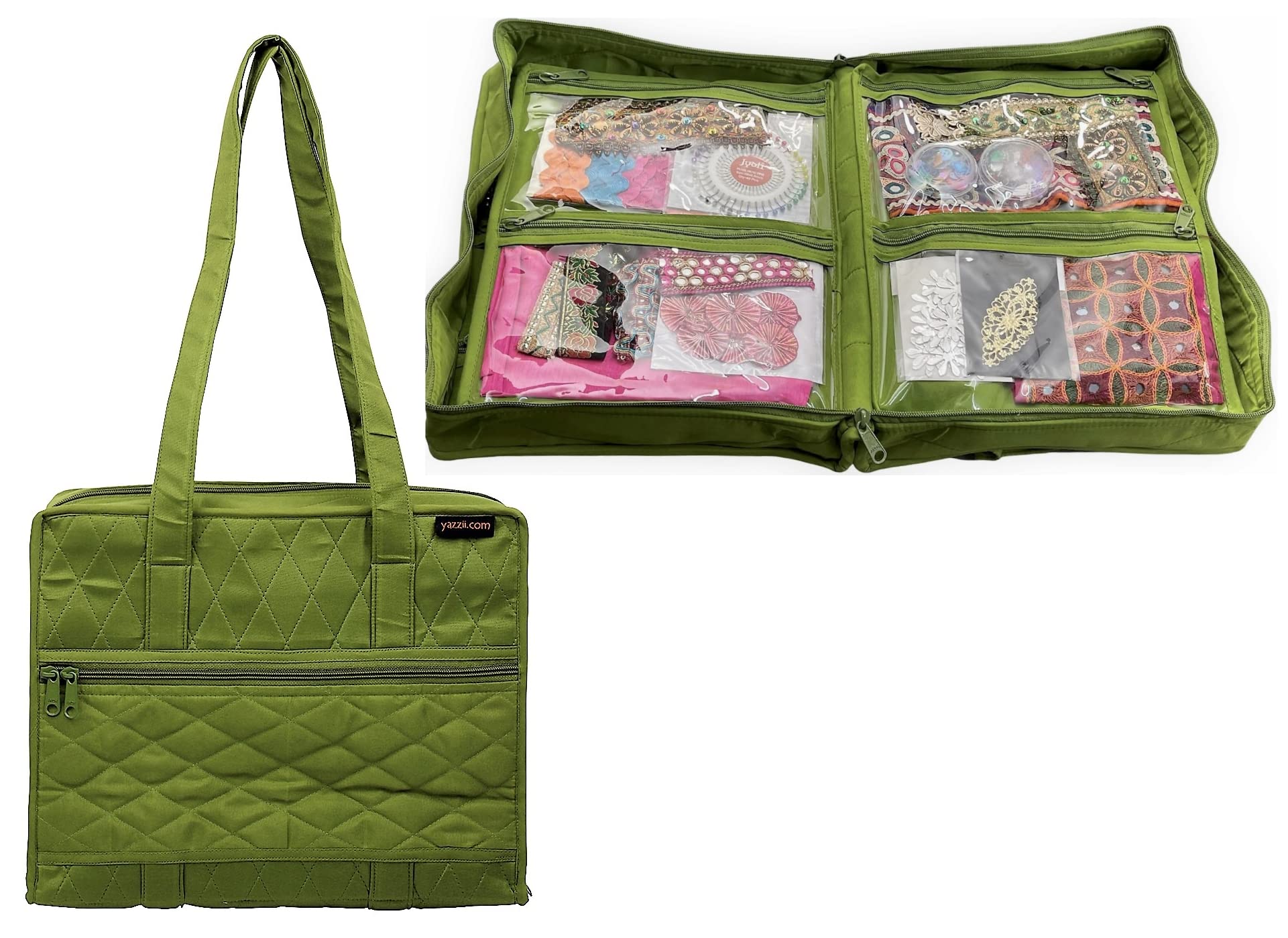 YAZZII Hand Quilters Project Bag Green