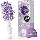FHI Heat UNbrush Plus — Curly Hair Brush for Gentle & Effective Detangling on Wet or Dry Fragile Hair Types — Detangler Brush w/ 84 UltraFlex Bristles, Ultra-light, Vented, Anti Static Hairbrush