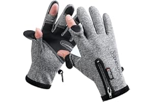 LJCUTE Winter Fishing Gloves for Men Women, Windproof, Water Repellent, Anti-Slip Workout Gloves, Touchscreen Cold Weather Driving Gloves for Motorcycle, Running, Cycling, Skiing, Hunting