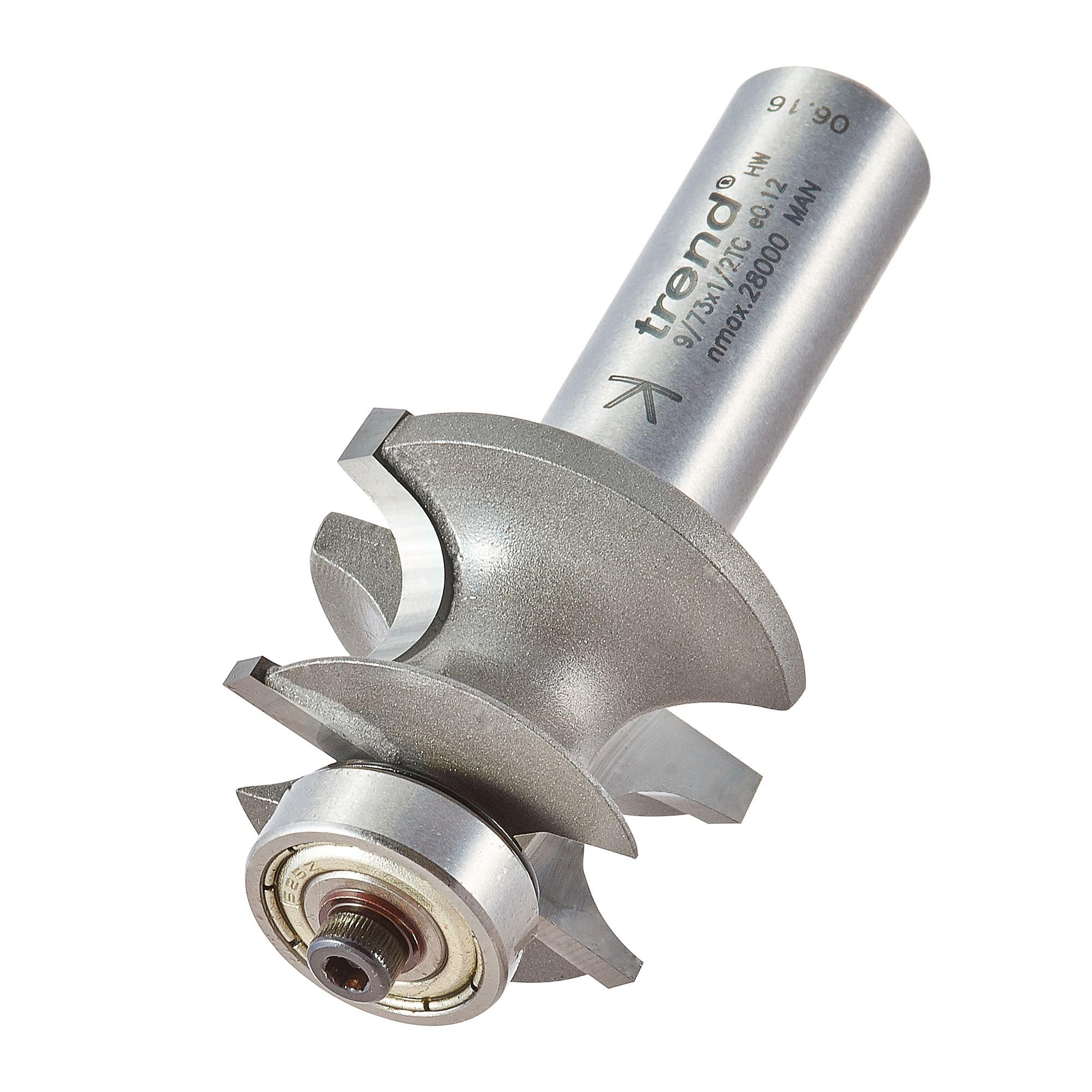 Trend Professional Bearing Guided Corner Bead Router Cutter, 1/2 Inch Shank, 31.9mm Cut Diameter, 16mm Bearing Diameter, 7mm Radius, 9/73X1/2TC