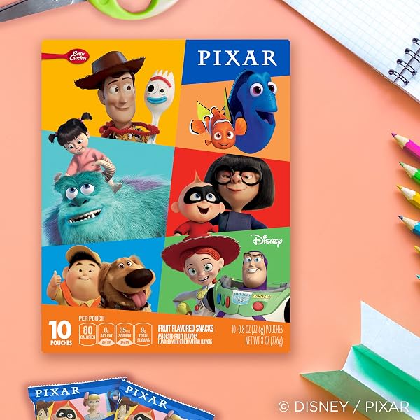 DISNEY PIXAR FRUIT FLAVORED SNACKS, GUMMY TREAT POUCHES, 10 CT