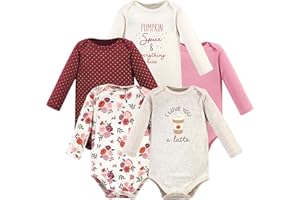 Hudson Baby baby-girls Cotton Long-sleeve Bodysuits 5-pack