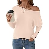 Micoson Women's Off The Shoulder Sweater Top Fall 2025 Oversized Knit Long Batwing Sleeve Crochet Pullover Sweaters
