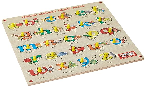 Zitto Premium Wooden Small Alphabets Object Match Educational Puzzle Toy