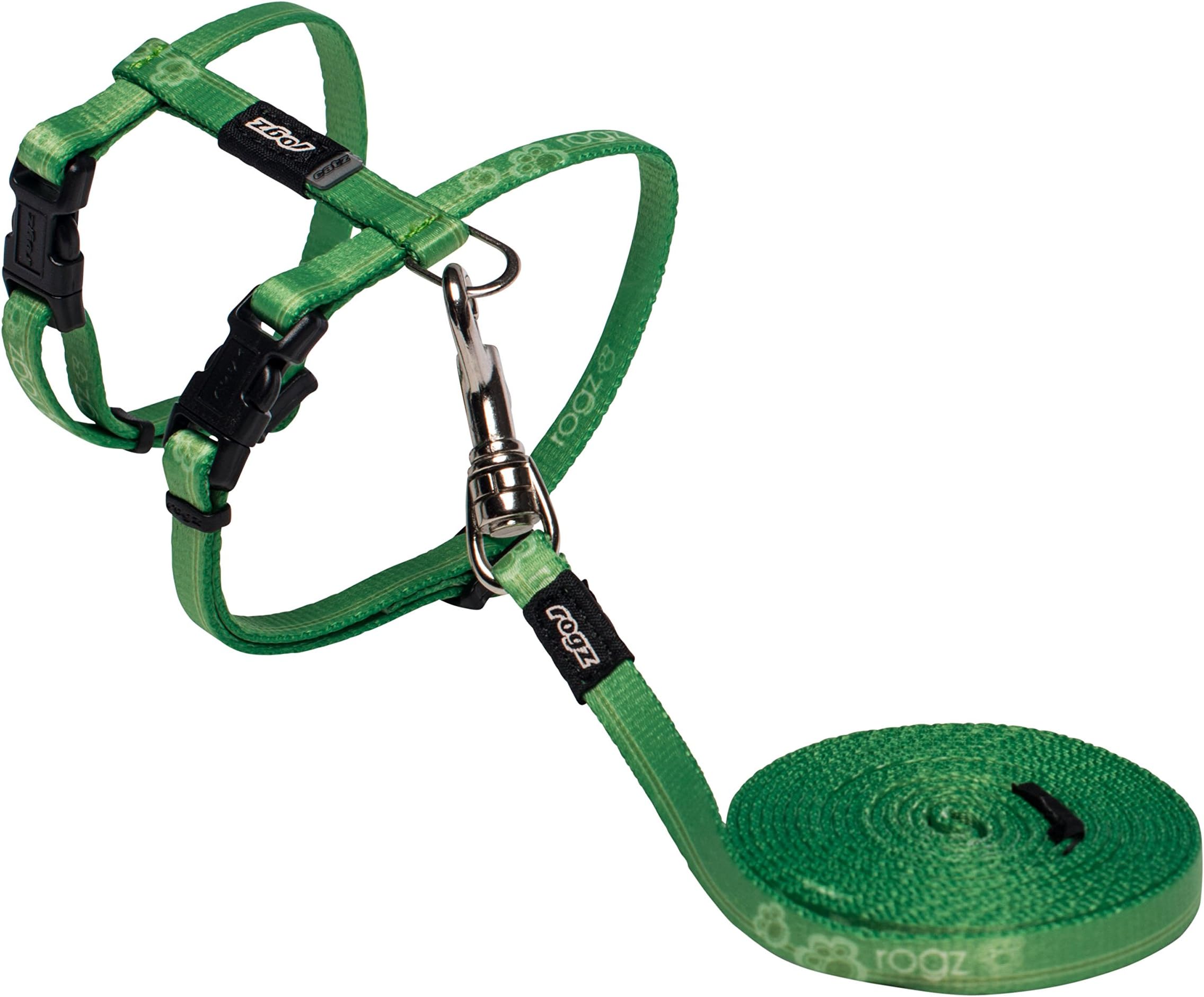 RogzCatz KiddyCat Lead and Harness, Extra Small, Lime Paw