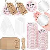 Tradder 50 Sets Compact Mirrors Bulk Women Gift Inspirational Appreciation Employee Thank You Christmas Small Purse Pocket Stuffer Item Makeup Mini Mirrors for Coworker Bridal Souvenir Bag(Rose Gold)