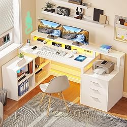 YITAHOME L Shaped Desk with 3 Drawers, 65" Corner