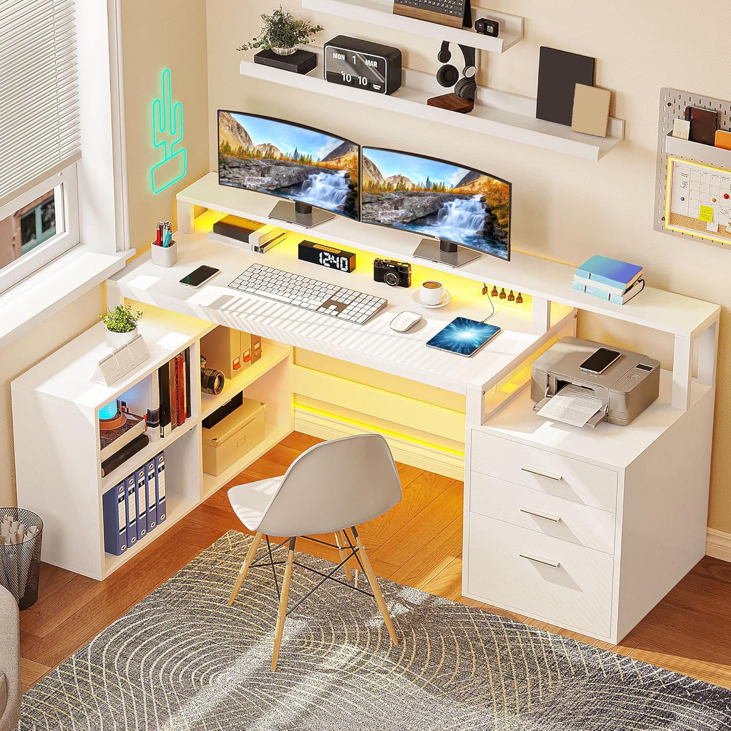 YITAHOME L Shaped Desk with 3 Drawers, 65" Corner