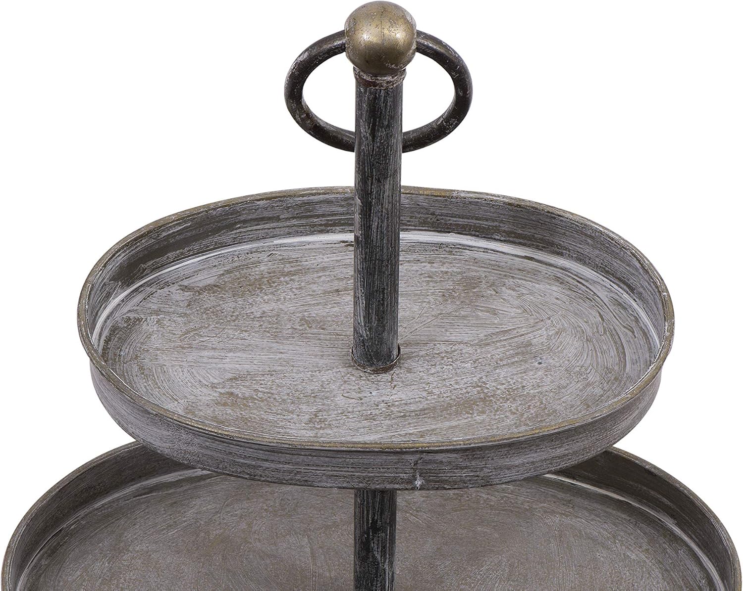 Creative Co-op Decorative Metal Oval Two Tier Tray with Rustic Copper Finish: Home & Kitchen