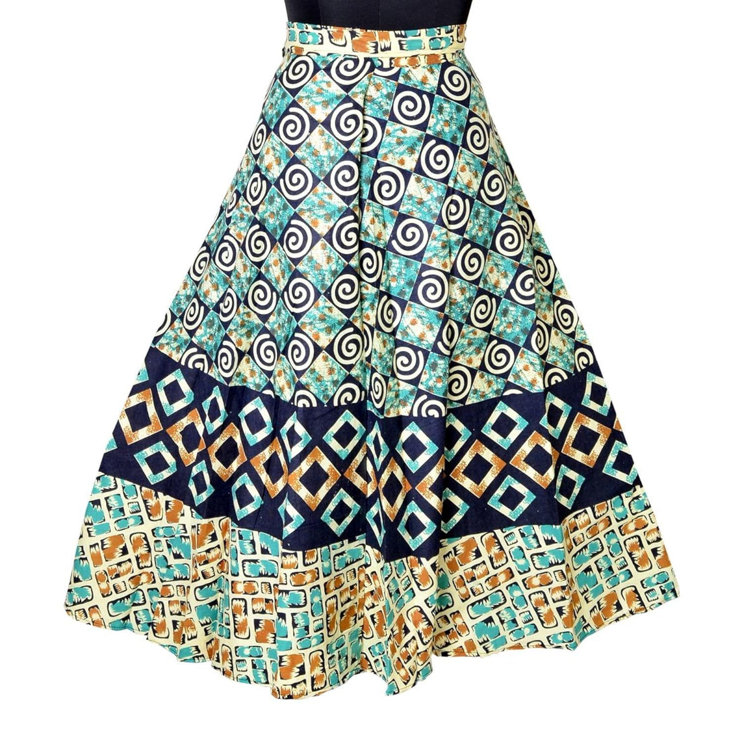 women's 100% pure cotton wrap around skirt with elegant print 2 pcs