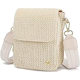 Haytijoe Faux Straw Crossbody Bags for Women Small Summer Purse RFID Woven Phone Bag Travel Beach Hawaiian Essentials Gifts