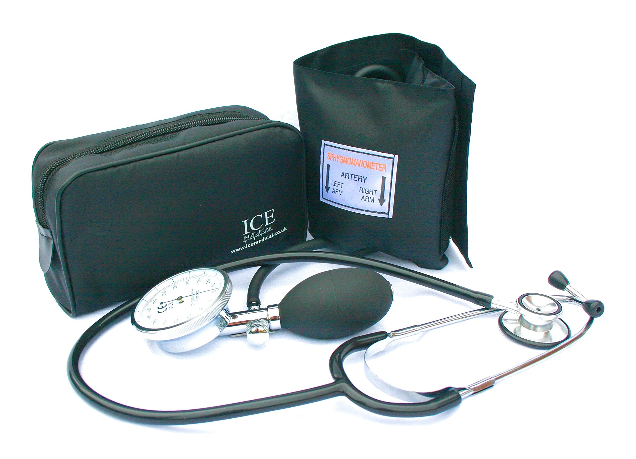 Aneroid Sphygmomanometer - with 1 Adult Cuff and Black Stethoscope - Blood Pressure Monitor Kit