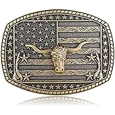 HUABOLA CALYN Western Cowboy Cowgirl Belt Buckle, Long Horn Bull Western Belt Buckle for Men Women