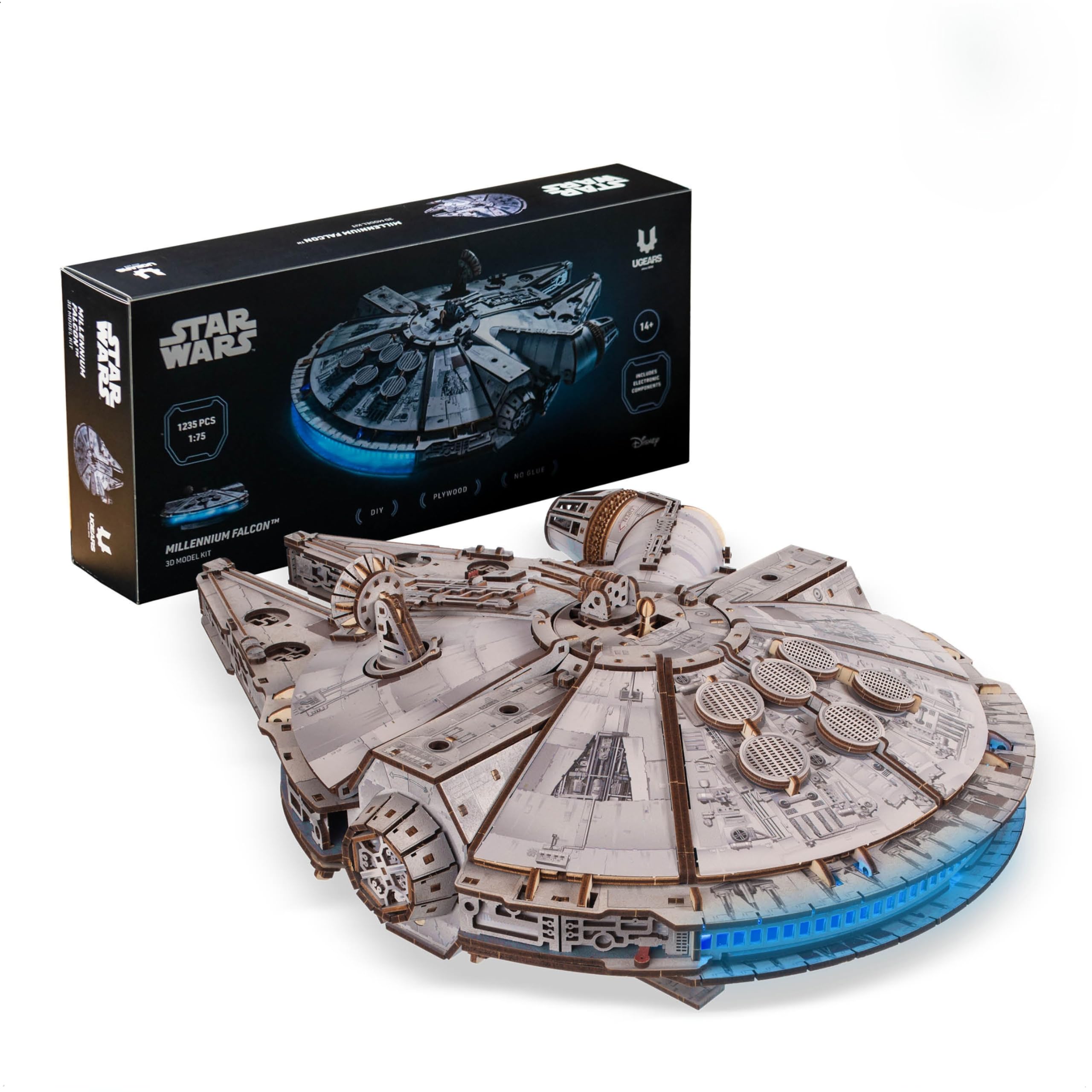 UGEARS Star Wars Millennium Falcon 3D Puzzle – Star Wars Gifts for Men – Wooden Model Kits for Adults to Build – 3D Wooden Puzzles for Adults Sci-Fi Display Model Kit