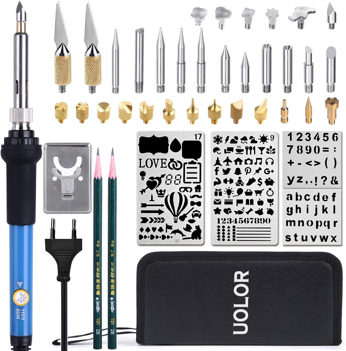 Herramientas manuales y eléctricas Pirograbador de Madera 77pcs 60W  Temperatura Regulable Pirograbador Madera para  Madera/Cuero/Corcho/Papel/Velas Bricolaje y herramientas dawngribble.com