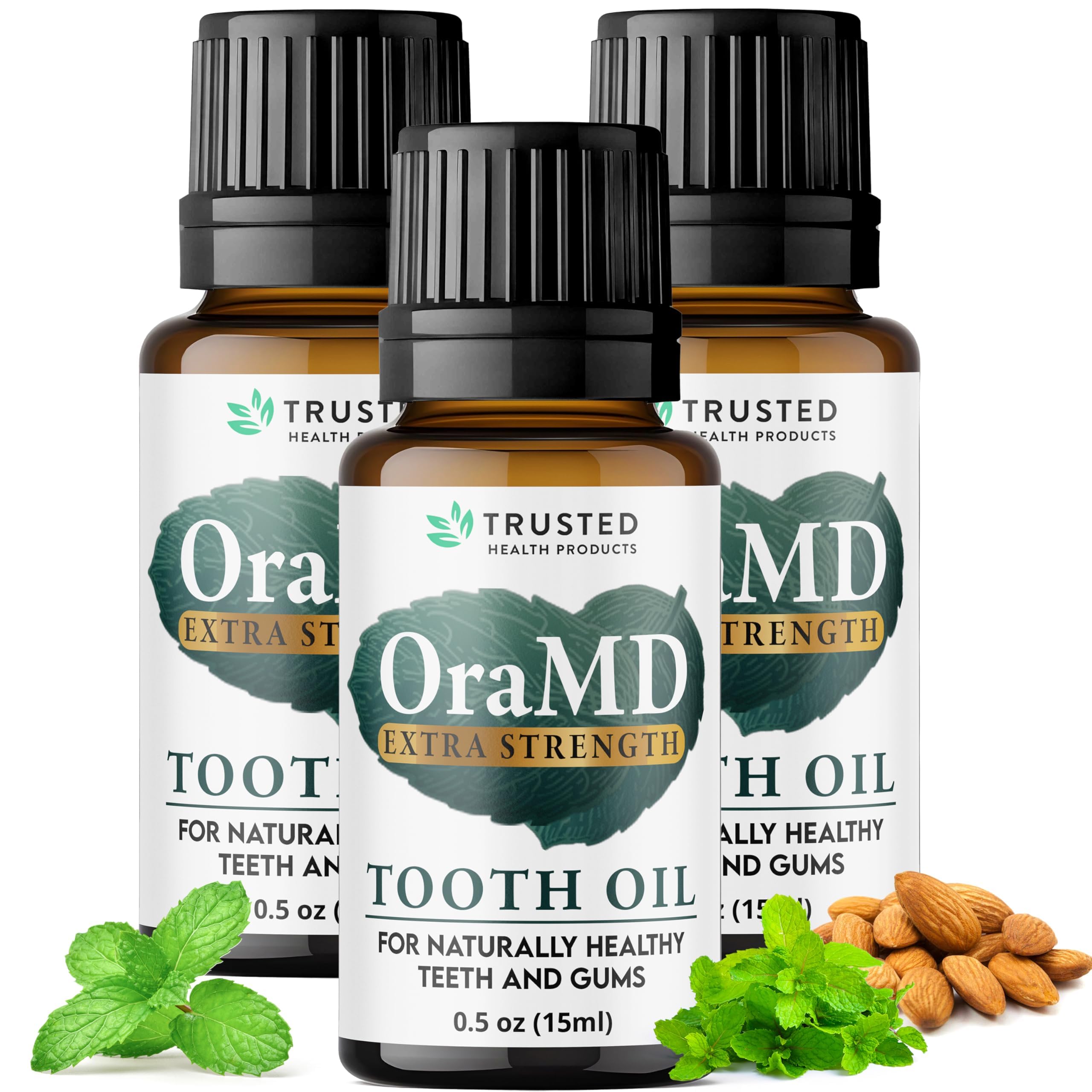 OraMD 4-in-1 Extra Strength Tooth Oil - Clinically Tested Gum Disease Treatment, Gingivitis Treatment and Sensitive Teeth and Gums - All-Natural (3 Pack)