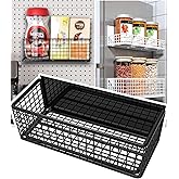 LIFEFAN Magnetic Basket Fridge Large Magnetic Pen Holder Whiteboard Metal Wire Basket Storage Item Organizer (Black-High)