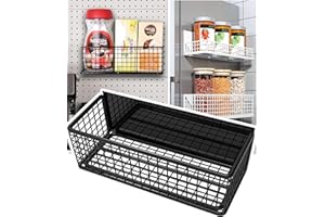 LIFEFAN Magnetic Basket Fridge Large Magnetic Pen Holder Whiteboard Metal Wire Basket Storage Item Organizer (Black-High)